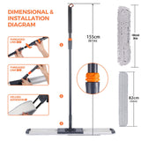Flat Mop for Cleaning Floors Heavy Duty Microfiber Wet Mop Deep Cleaning for Hardwood, Tile & Laminate, Includes 4 Reusable Washable Pads and Adjustable Long Handle (36 in Mop Set)