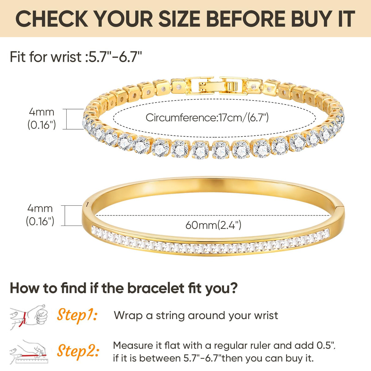 Stackable Gold Bracelets for Women - 2Pcs 18K Gold Plated Cubic Zirconia Bangle Bracelet Friendship Tennis Bracelet Stack Jewelry,Party Christmas Birthday Gift for Girlfriend Sister Wife Daughter