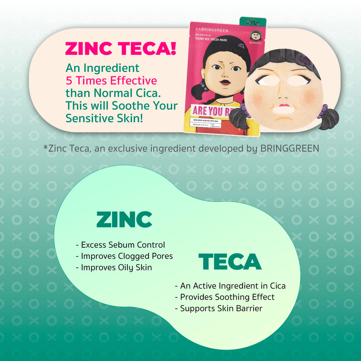 BRING GREEN X NETFLIX SQUID GAME Edition Fresh Facial Mask 10ea (TEA TREE CICA 5ea + YOUNGHEE 5ea)