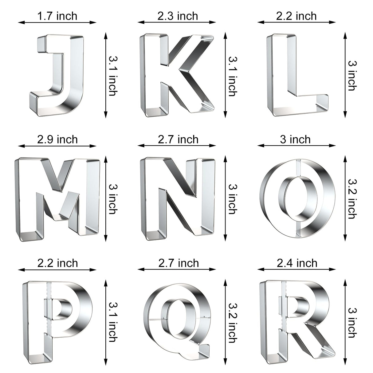 Alphabet Letter Cookie Cutters Shapes Large 3 Inch - 26 Pcs Stainless Steel Cookie Cutter Set Fondant Biscuit Fruit Dough Mold Tools for Birthday, Christmas, New Year and Holiday Party Decorations