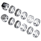 WAINIS 12Pcs Stainless Steel Vintage Signet Rings for Men