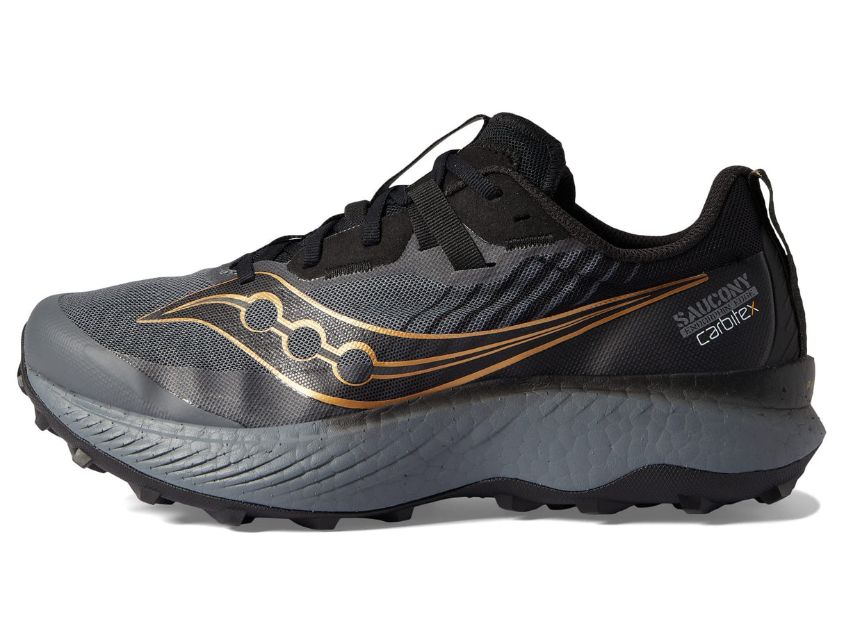 Saucony Men's Endorphin Edge Trail Running Shoe, Black/Goldstruck, 10
