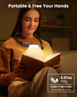 Glocusent Bendable Neck Light, 100Hrs Long Lasting Rechargeable Book Light, 5 Colors & Stepless Dimming Reading Light - Perfect Book Lights for Reading at Night, Knitting, Book Lovers Gifts