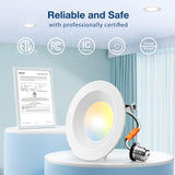 Amico 24 Pack 4 inch 5CCT LED Recessed Lighting, Dimmable, 8.5W=60W, 650LM, 2700K/3000K/4000K/5000K/6000K Selectable, Retrofit Can Lights with Baffle Trim, IC Rated - ETL & FCC, White