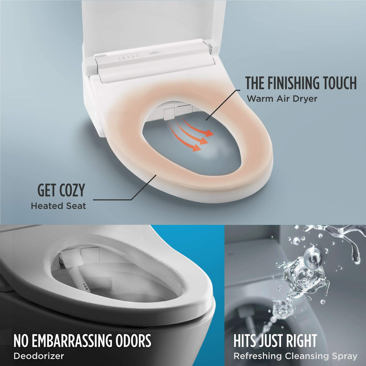 TOTO® WASHLET® C5 Electronic Bidet Toilet Seat with PREMIST and EWATER+ Wand Cleaning, Elongated, Cotton White - SW3084#01