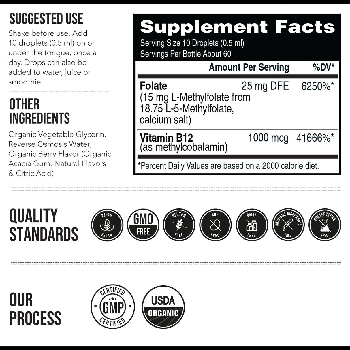 L Methyl Folate 15mg Plus Methyl B12 Cofactor – Organic Berry Flavor, High Potency Liquid Sublingual Active 5-MTHF Form - Supports Mood, Methylation, Cognition – Bioactive Forms Vitamin B9 & B12 (1oz)