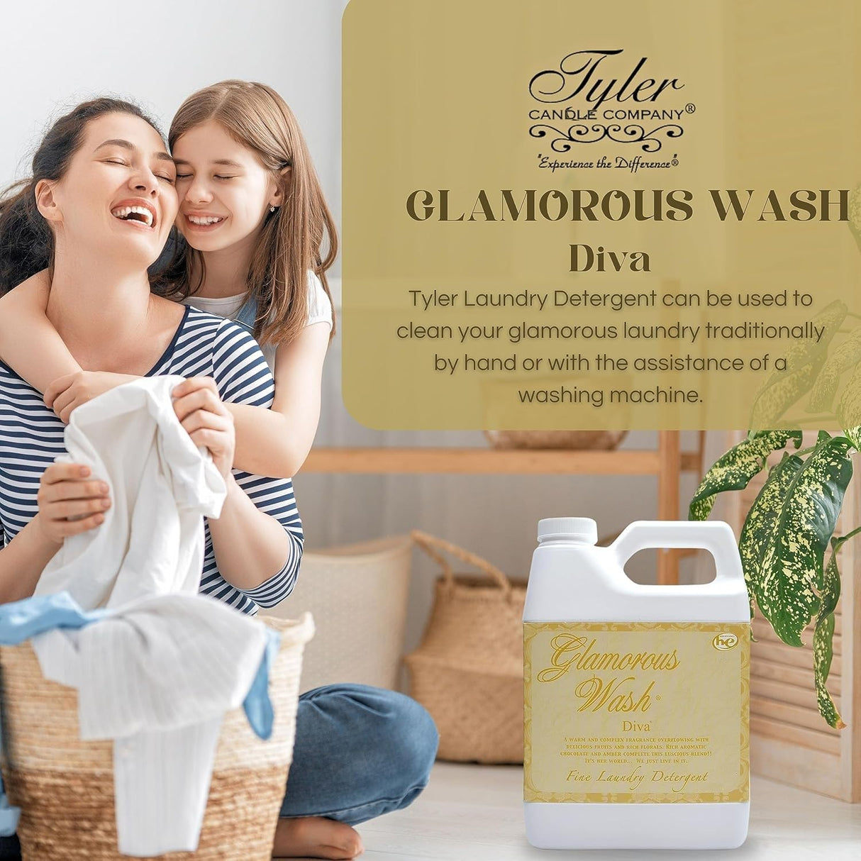 Tyler Candle Company Wash Diva 32 Fl oz HE, BZ Laundry Detergent/with Glamorous Sachet Single Pouch L