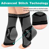 INDEEMAX Ankle Brace for Sprained Ankle Compression Sleeve, Copper Infused Ankle Support Brace for Women & Men, Plantar Fasciitis Relief Achilles Tendonitis, Sports Running, Silver Black, S