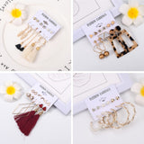 JMScape 53 Pairs Earrings Set for Women, Fashion Acrylic Tassel Gold Hoop Earrings Multipack Statement Pearl Earring Stud Pack, Hypoallergenic Drop Dangle Earrings for Valentine's Day Gift