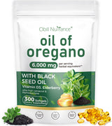 Oil of Oregano, 300 Softgel, 4-in-1 Oil of Oregano with Black Seed Oil, Vitamin D3 & Elderberry, Organic Oregano Oil Capsules, 4X Strength Carvacrol & Thymoquinone, Non-GMO