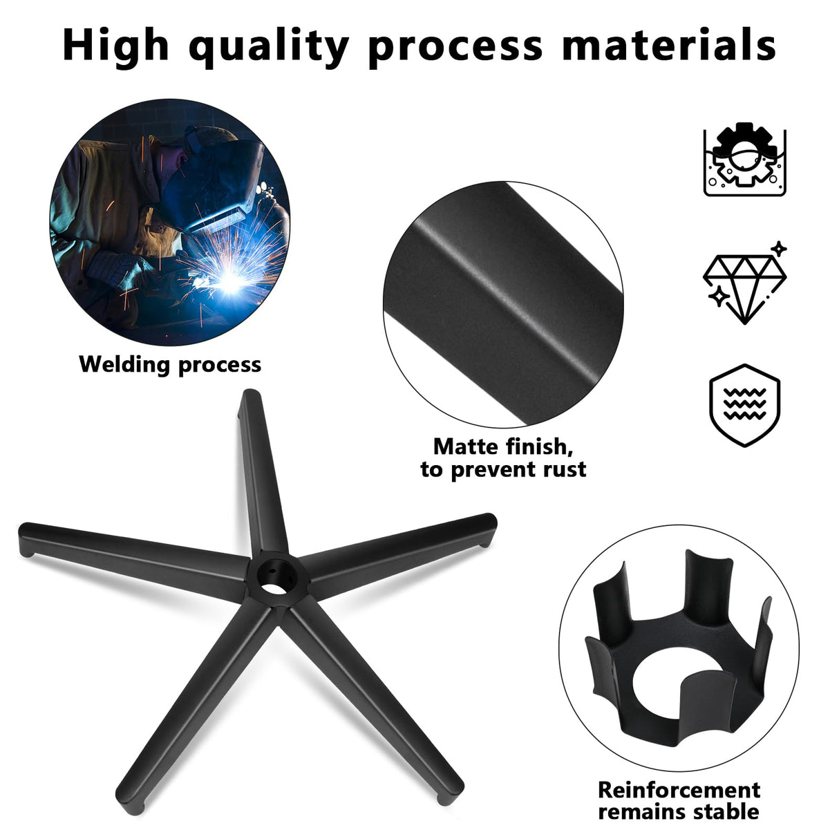 Office Chair Replacement Parts-28'' Heavy Duty Base Replacement(2200Lbs) - Desk Chair Reinforced Metal Leg,Universal Caster and Gas Cylinder Size