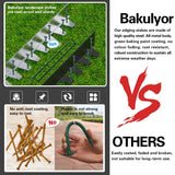 Bakulyor 100 Pack Metal Landscape Stakes, 8 Inch Artificial Grass Nails, 6 Gauge Large Landscaping Staples, Green Edging Anchor Stake for Garden Ground Lawn Paver Timber Border Weed Barrier Spikes 8"