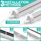 JESLED Plant Grow Lights, 4FT 5000K Full Spectrum Daylight White, 96W(2 X 48W,600W Equivalent), Linkable Grow Light Strips for Indoor Plants, Seed Starting, Greenhouse, Growing Shelf, 2-Pack