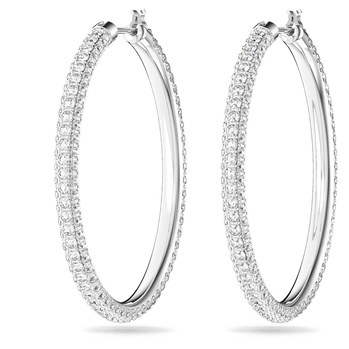 Swarovski Dextera Women's Hoop Pierced Earrings with White Crystals in a Rhodium Plated Setting
