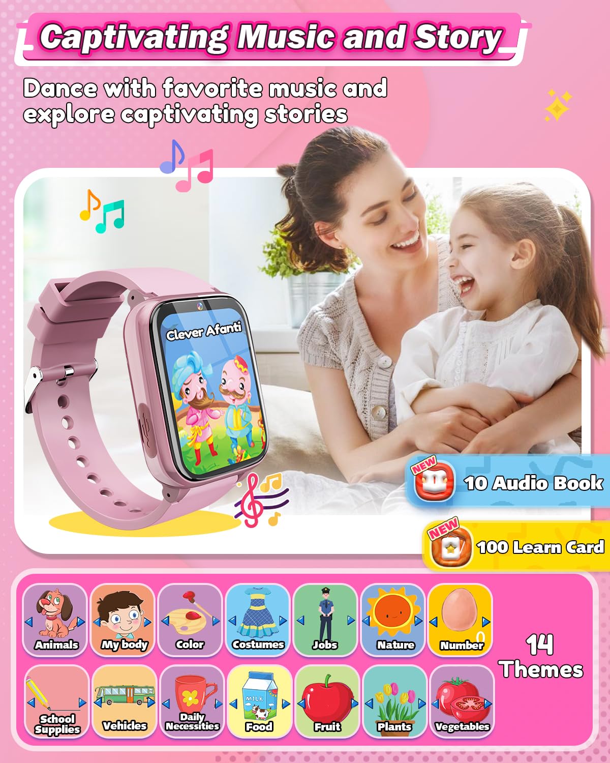 Sueseip Kids Smart Watches Girls Toys Age 6-8, HD Touchscreen Dual Cameras Kids Watch for Girl Ages 8-10, Kid Toy with 35 Games MP3 Learn Card for 5 6 7 8 9 Year Old Girl Christmas Birthday Gifts