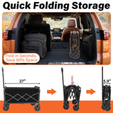 Wagons Carts Foldable - 280Lbs Collapsible Wagon Cart with Wheels Portable - Folding Wagon Lightweight for Camping, Sports, Travel, Picnic, Groceries, Shopping