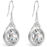 Oval Cut Cubic Zirconia Drop Dangle Earrings for Women Mom (Clear)