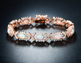Barzel 18K Rose Gold Plated Created Opal Tennis Bracelet (Rose Gold)