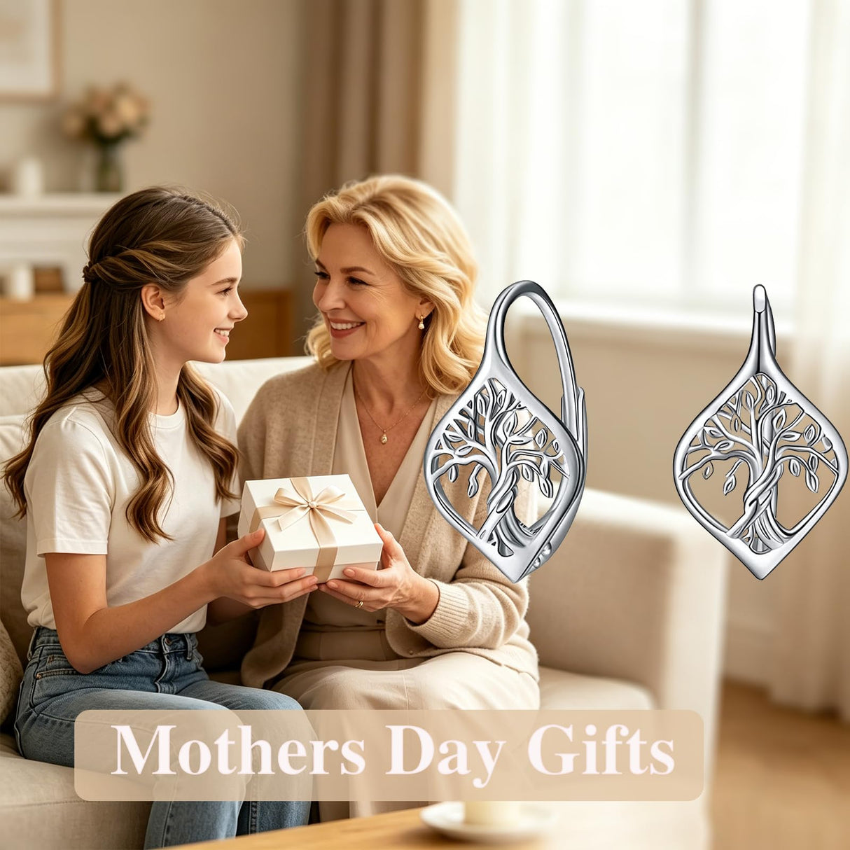WINNICACA Tree of Life Earings for Women Sterling Silver Tree of Life Leverback Earrings Jewelry Gifts for Women Birthday Christmas Xmas