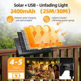 FUANXIEI Solar Lights Outdoor Patio Lights: S14 25M 82FT Solar Powered Remote Control 3 Light Modes Dimmable Solar Waterproof Light - Shatterproof Bulbs - Camping Backyard Garden Deck Outside Yard