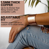 DEMMEX Copper Bracelet for Women – 100% Pure Hammered Turkish Copper Cuff, 1.5mm Thick High-Gauge, Handmade, Uncoated & Non-Magnetic, Large 1.6" Wide, Adjustable, in Wooden Gift Box