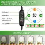 Grow Lights for Indoor Plants, Full Spectrum LED Tabletop Plant Lights for Indoor Growing, Dual-Head Gooseneck Plant Lamp with 5 Dimmable & Auto On/Off 4/8/12/18H Timer, Height Adjustable 9.8-25''