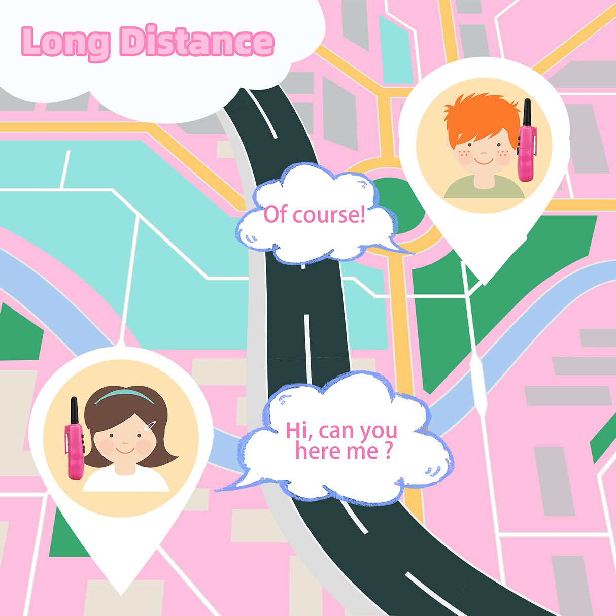 Retevis RT-388 Kids Walkie Talkies for Girls Boys,6-12 Year Old Kids' Toys,22 CH LCD Flashlight,Christmas Halloween Gifts,Camping Outdoor(Pink,2 Pack)