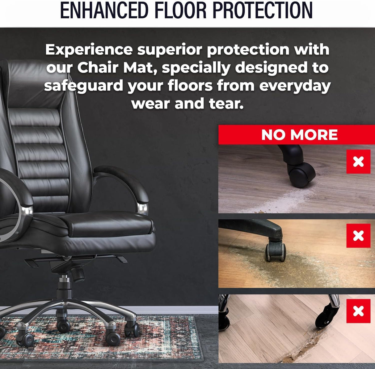 Starcounters Office Chair Mat for Hardwood Floor -Heavy-Duty Floor Mat for Office Chair - Scratch-Resistant and Non-Slip Computer Chair Mat, Wood and Tile Protection for Office & Home, Brown 48" x 60"