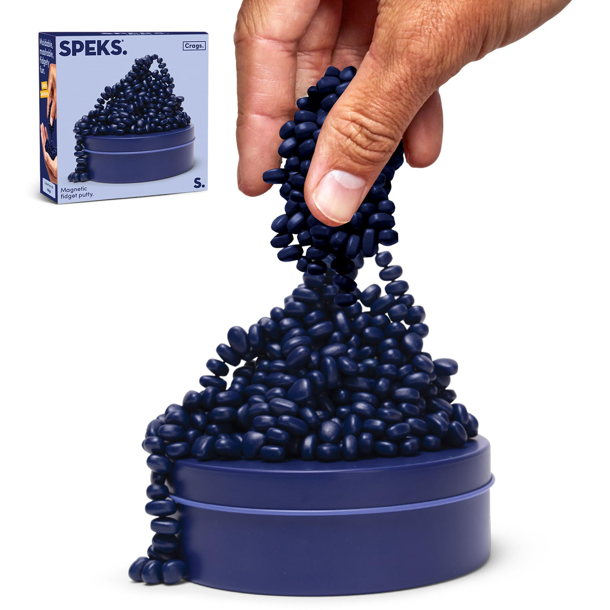 Speks Crags Ferrite Putty, 500+ Ferrite Stones in a Tin, Fidget Toy for Adults & Teens 14+, Desk Toy for Office, Christmas Gift, Holiday Stocking Stuffer, Stress Relief Present | Matte Indigo, Medium