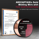 ARCCAPTAIN Mig Welding Wire, 0.035 10Lb Mig Wire ER70S-6 10Lbs Gas Solid Carbon Steel Low Splatter Mig Welding Wire Compatible With Lincoln Miller Forney Harbor Welder 0.09 4.5KG