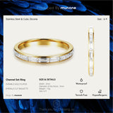 munone 2mm Channel Set Baguette CZ Eternity Wedding Band Ring for Women