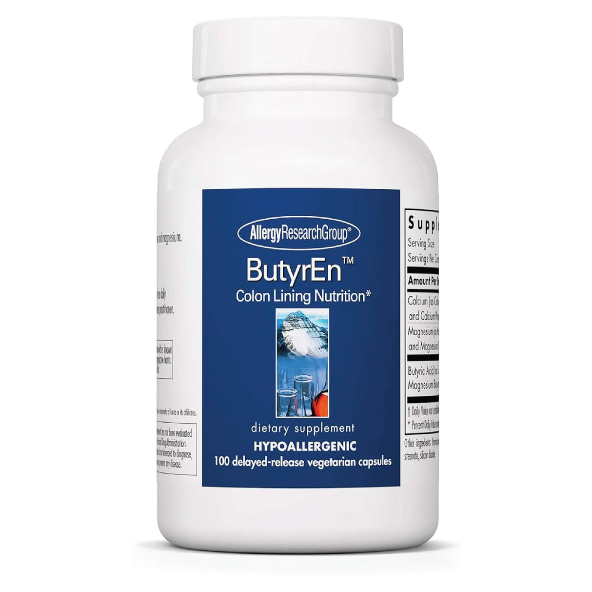 Allergy Research Group ButyrEn - Butyrate Gut Health Supplement for Women and Men, Colon and Digestive Support with Tributyrate Complex, Butyric Acid - 100 Delayed Release Vegetarian Capsules