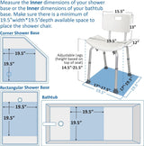 FSA/HSA Eligible, Vaunn Tool-Free Assembly Adjustable Shower Chair Spa Bathtub Seat Bench with Removable Back