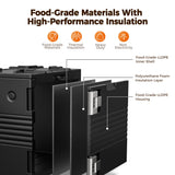 CAMMOO 95QT Non-Electrical Catering Food Warmers with Swivel Casters, 304 Stainless Steel Latch, Insulated Food Carrier for 6 Full-Size Pans(NOT INCLUDED), Food Warmer Hot Boxes for Catering BBQ Event