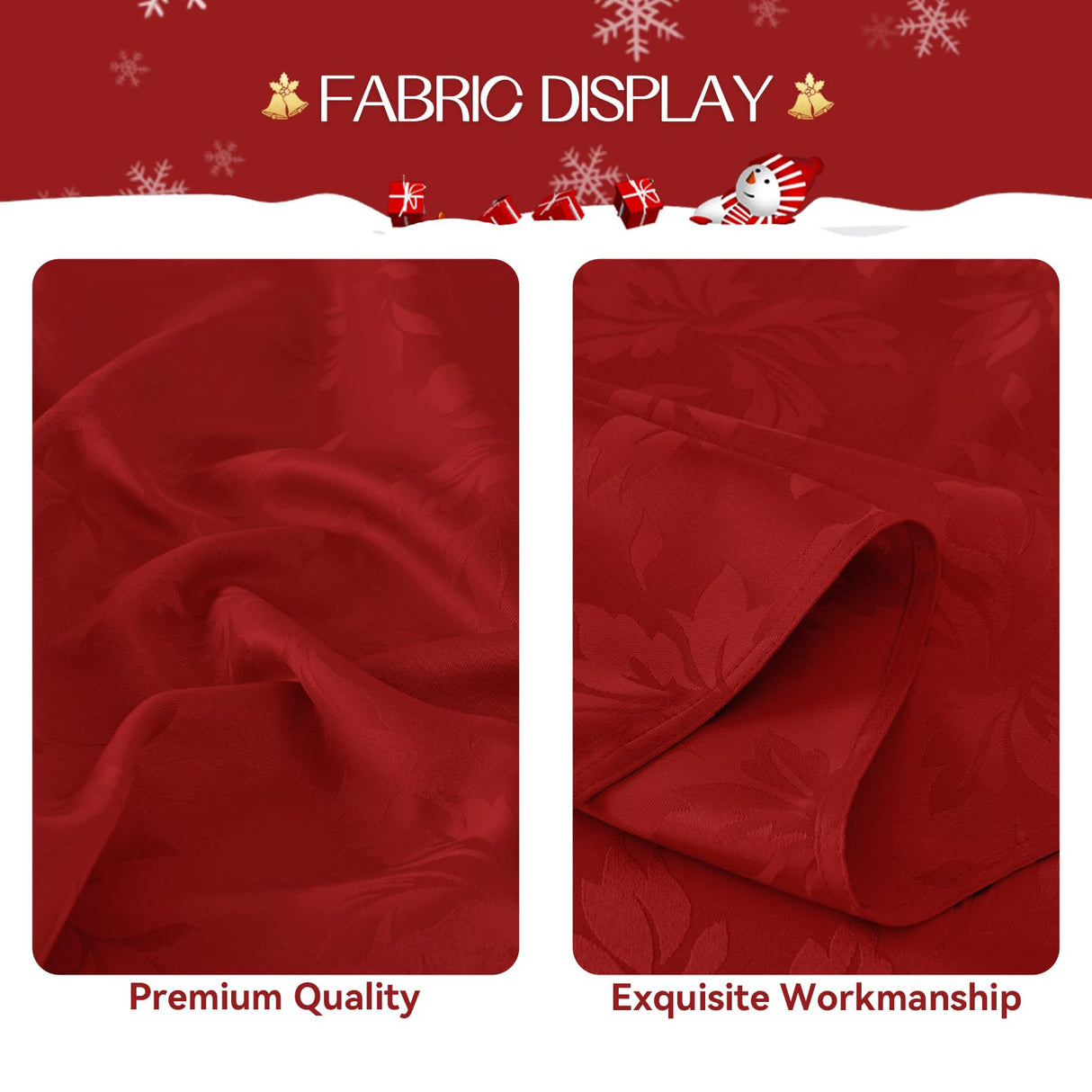 Romanstile Christmas Jacquard Rectangle Tablecloth - Winter Waterproof Damask Floral Decorative Table Cloths Heavy Weight Fabric Table Covers for Dinner/Parties/Holiday - 60 x 102 Inch, Red