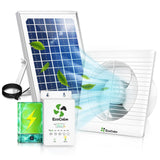 ecoCalm Solar Powered Fan 6" with Thermostatic and Battery for Chicken Coop