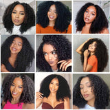 Domiso Curly V Part Wig Human Hair Upgrade U Part Wigs Human Hair Wigs for Black Women Human Hair Glueless V Shape Wigs Kinky Curly Wigs No Leave Out 180% Density Natural Color 18 Inch