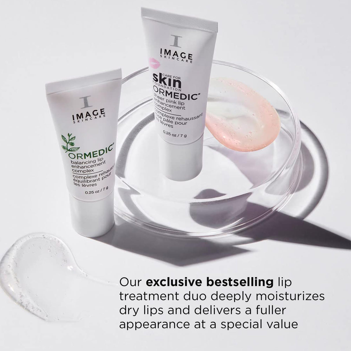 IMAGE Skincare, Ormedic pH Balancing Lip Enhancement Complex, with Avocado Oil & Vitamin E for Deep Hydration, Clear & Seer Pink, Set of 2