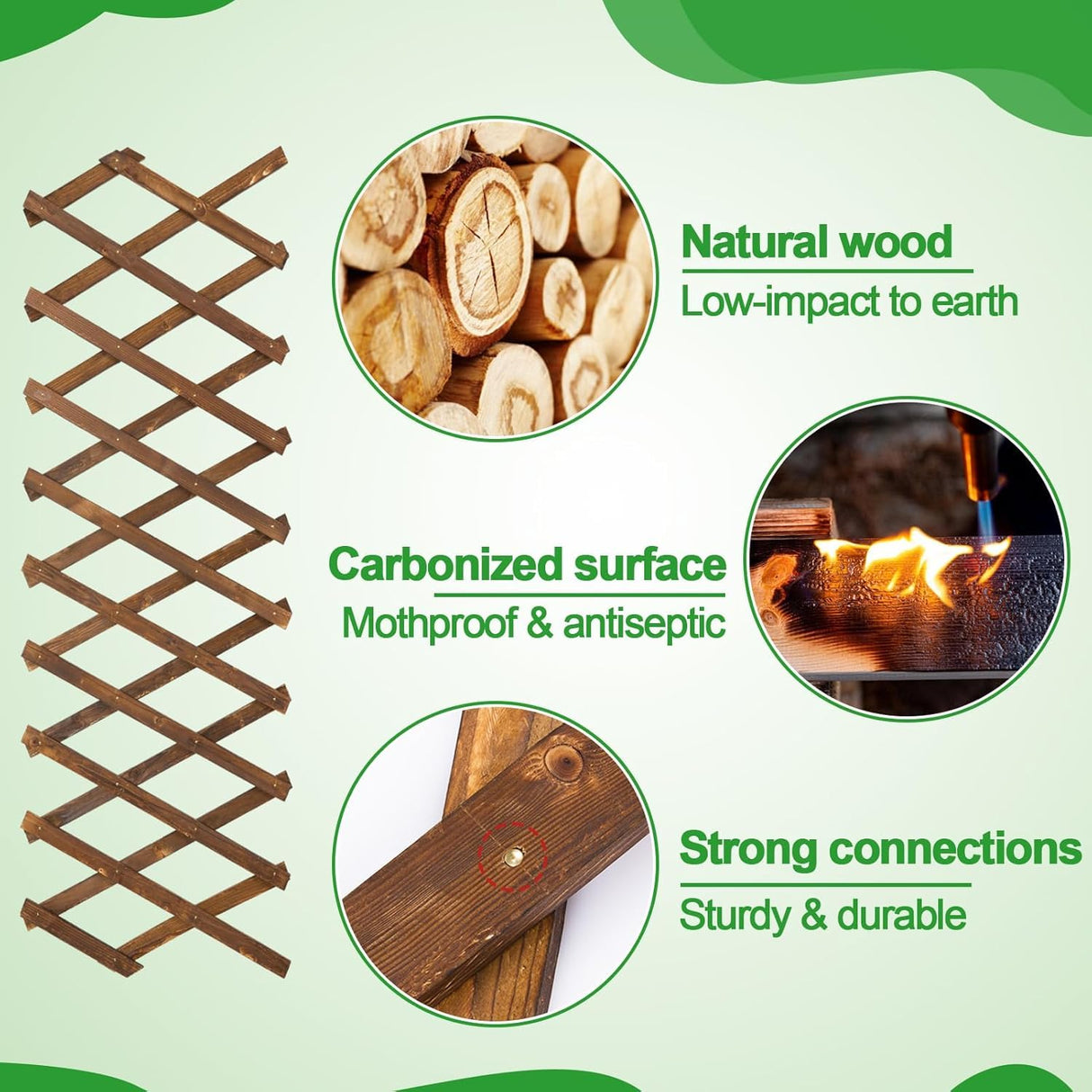 4Pcs 13x78 Expandable Wood Wall Trellis for Climbing Plants Outdoor/Indoor