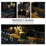 CubicFun 3D Puzzles for Adults - Led Pirate Ship Queen Anne's Revenge - Large 27'' Sailboat Puzzles - Desk Decor, Anniversary, Christmas Teacher Appreciation Gifts Adult Stocking Stuffers