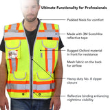 Dib Safety Reflective Vest Heavy Duty, High Visibility Two Tone Engineer Vest, Padded Collar, Retractable ID Pocket, Made with 3M Reflective Tape, Yellow 3XL