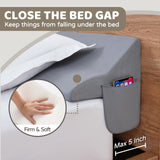 Selectico Bed Wedge Pillow Headboard, Queen Headboard Pillow/Bed Gap Filler(60"x10"x6") Mattress Gap Filler(0-5"), Head Support Sleep Wedge Pillow, Grey