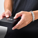 VNOX Mens Silver Bracelet Inoxidable Metal Stainless Steel Link Chain Bracelets Elegant Jewelry Gifts for Men Dad Husband,Adjustable