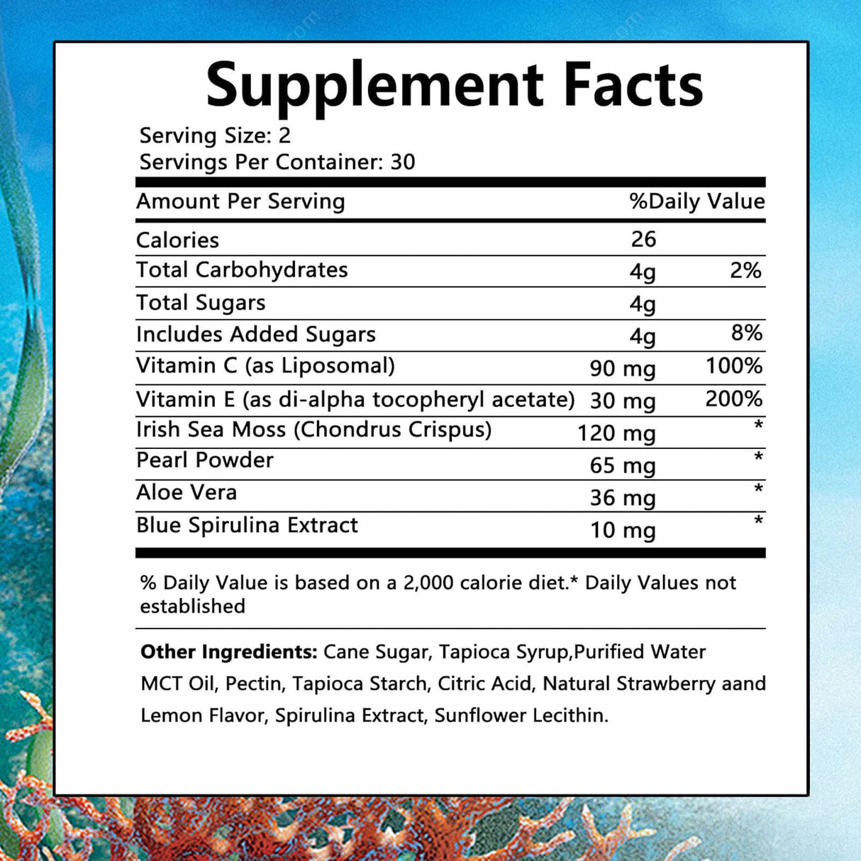 KLUNIZ Sea Moss Gummies, Balmbare Sea Moss and Pearl Powder Glow Gummies, Organic Irish SeaMoss Supplement with Vitamin C, Vitamin E, Aloe Vera, Pearl Powder, 60 Count