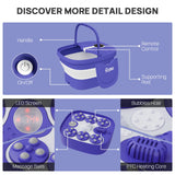 HOSPAN Collapsible Foot Spa Electric Rotary Massage, Foot Bath with Heat, Bubble, Remote, and 24 Motorized Shiatsu Massage Balls. Pedicure Foot Spa for Feet Stress Relief - FS02A