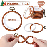 Burbell 15 Pcs 3 Inch Round Embroidery Hoops Frame Circle Rubber Hoops Ring Display Cross Stitch Ornament Imitated Wood Frame Kits for Christmas Halloween Craft Sewing DIY Hanging Gifts