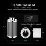 VIVOSUN 4" Carbon Filter & Pre-Filter 223 CFM for Inline Fan, Silver