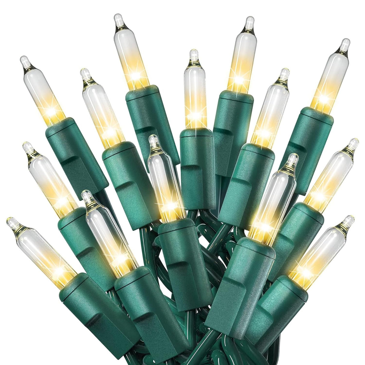 PREXTEX 300 Count Clear Christmas Tree Lights with Green Wire - 60 ft Warm White Twinkle Lights for Indoor or Outdoor Use - Holiday Fairy String Lights for Christmas Trees, Patios, and More