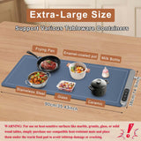 FYY Extra Large Warming Mat for Food - Rapid and Full Surface Heating, 6 Temp Settings, 6H Timer, Rollable Portable Food Warming Mat for Gatherings, Parties, Keep Meal Warm (XX Large Size, Navy)