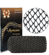 SPMKTBOZAI African Net Sponge Authentic, African Exfoliating Sponge Real African Net Black Owned, African Bath Sponge Back Scrubber, Body Exfoliator Shower Bath Accessories (Black)